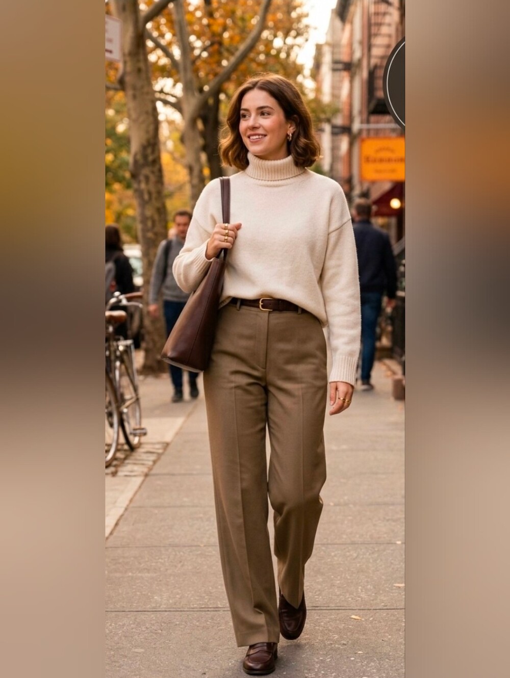 VTG Ralph Lauren 100% Wool Trousers Oliver Brown Straight Wide Leg Pants Size 4 - Picture 2 of 8